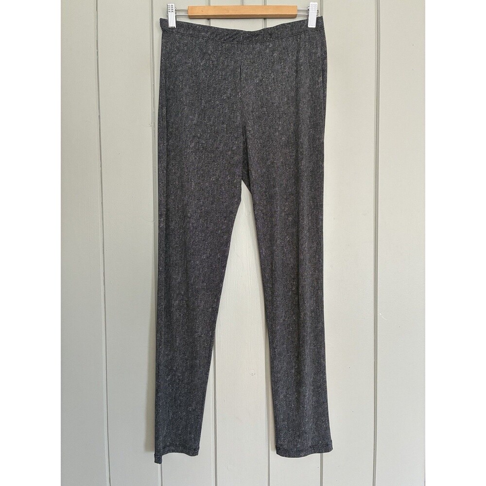 Clara Sun Woo Leggings L Large Elastic Waist Faux Denim Slim Fit Slinky Knit